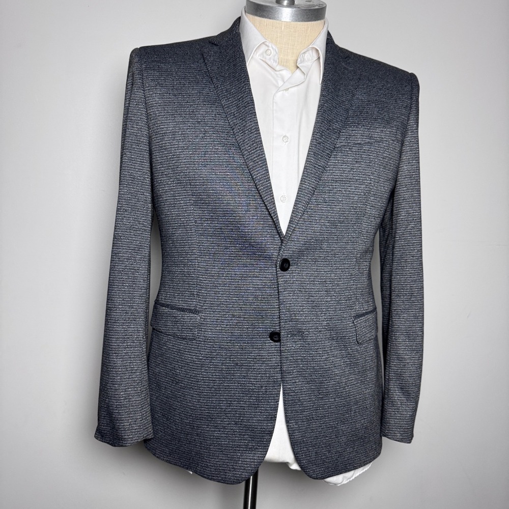 Express Blazer Mens 44R Gray Textured Extra Slim Fit Two Button Sport Coat